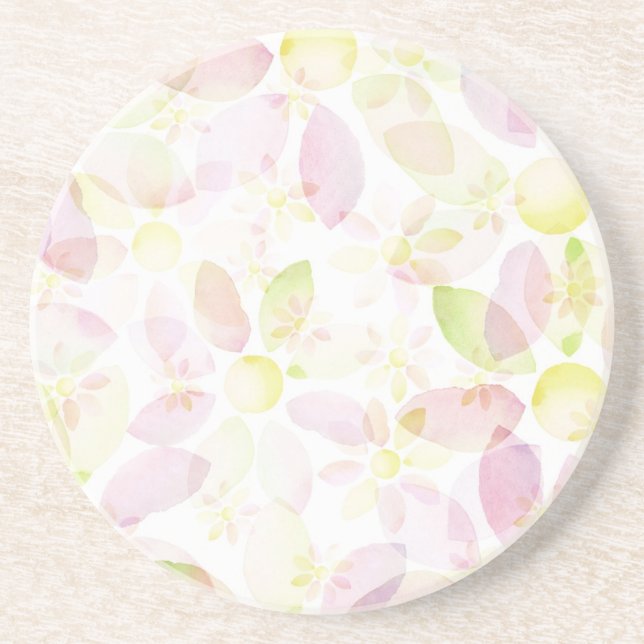 Designed watercolor flower background, texture coaster (Front)