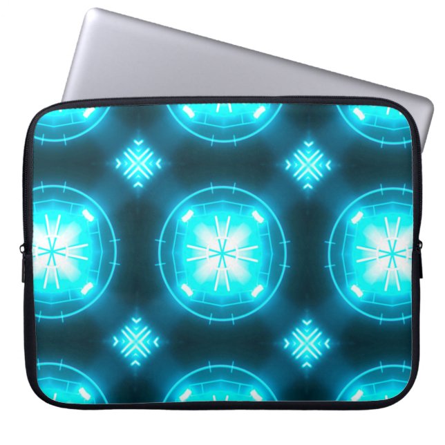 Designer abstract background with glowing individu laptop sleeve (Front)