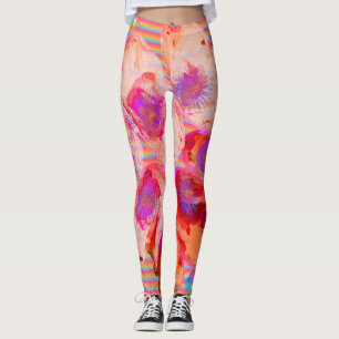 Designer Abstract Leggings in Orange Colours