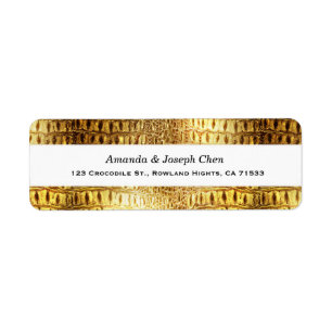 Designer Alligator Crocodile Skin Shiny Gold White Return Address Label