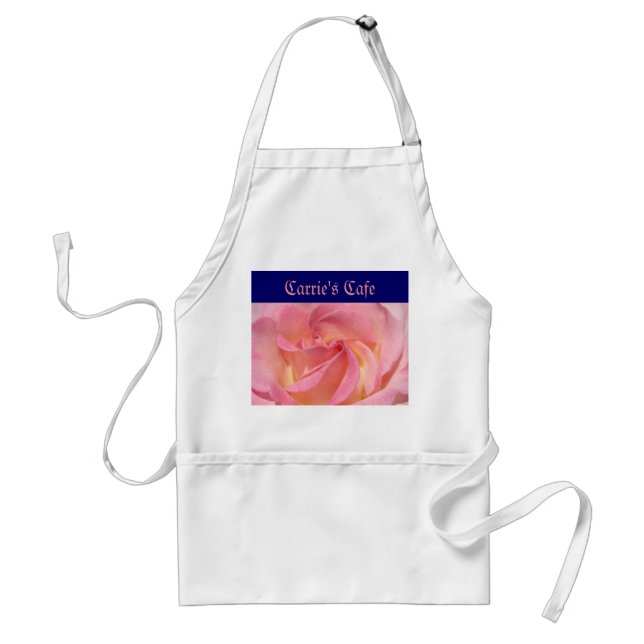 Designer Aprons Add Your Name Cafe Pink Rose (Front)