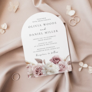 Designer Arch Blush Rose & White Floral Wedding Invitation