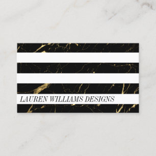 Designer Black and Gold Marble White Striped Business Card