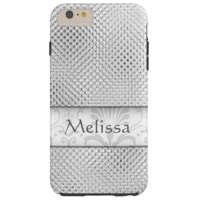 Designer Bling Damask Pattern Personalised -Silver Case-Mate iPhone Case (Back)