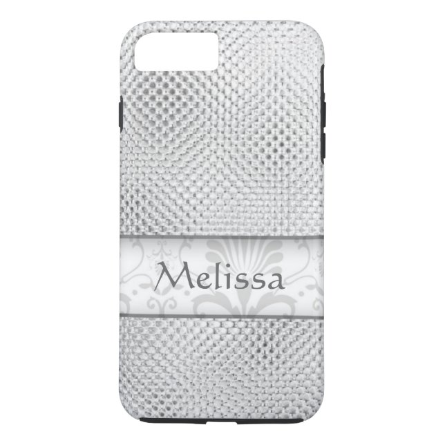 Designer Bling Damask Pattern Personalised -Silver Case-Mate iPhone Case (Back)