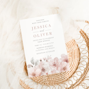 Designer Blush Floral All Seasons Wedding Invitation
