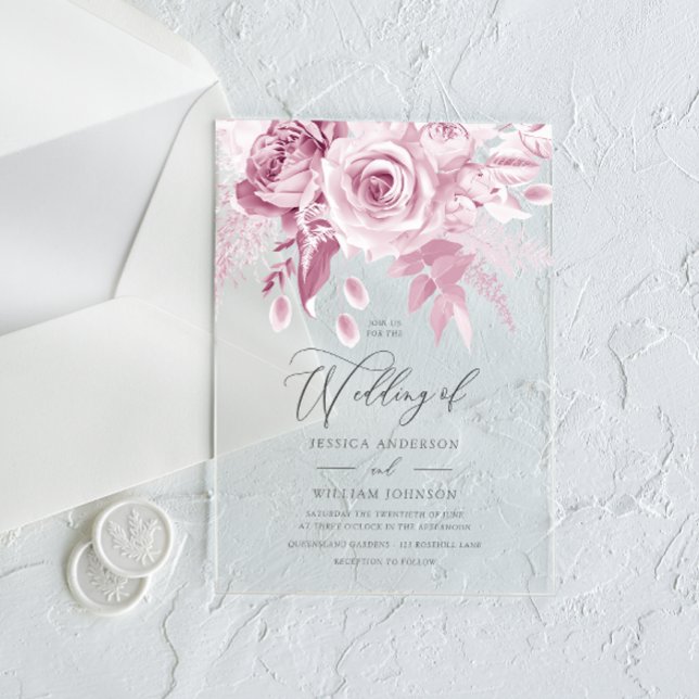 Designer Blush Pink Wedding Acrylic Invitations (Creator Uploaded)