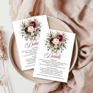 Designer Bohemian Burgundy Floral Greenery Gold Enclosure Card