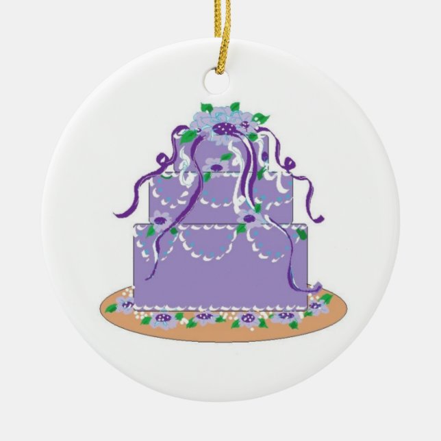 Designer Cake in Shades of Purple Ceramic Ornament (Front)