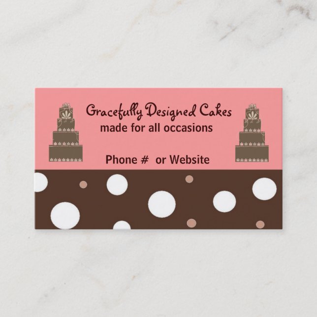 Designer Cakes Pink and Chocolate Business Card (Front)