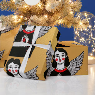 Designer Christmas Angel Pattern Wrapping Paper