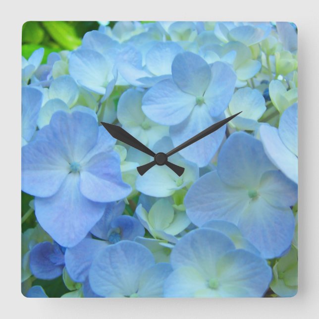 Designer Clocks Beautiful Blue Hydrangea Flowers (Front)