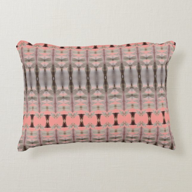 Designer Coral and Grey Patterned Decorative Cushion (Front)