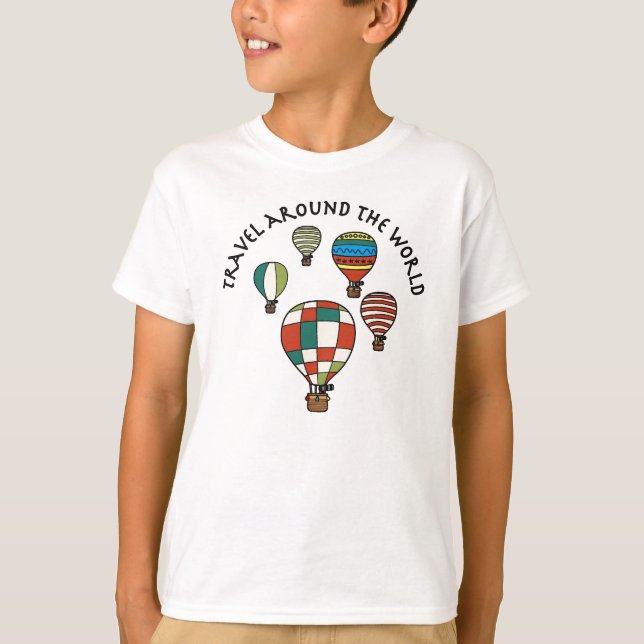 Designer Cute Whimsical Hot Air Balloons T-Shirt (Front)