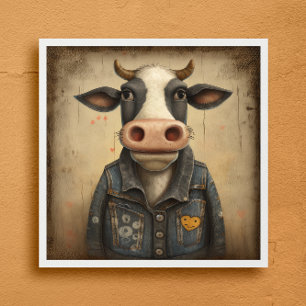 Designer Dairy Vest- Funny cow in a costume Poster