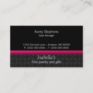 Designer Damask Business Card, Bright Pink Card