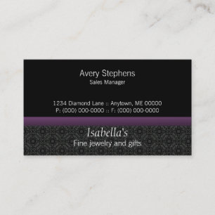 Designer Damask Business Card, Deep Violet Card