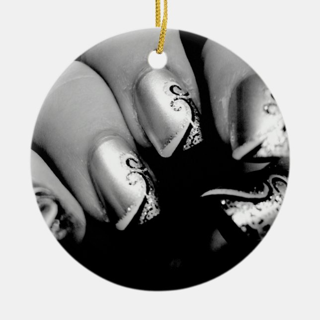 Designer Fingernails Ceramic Ornament (Front)