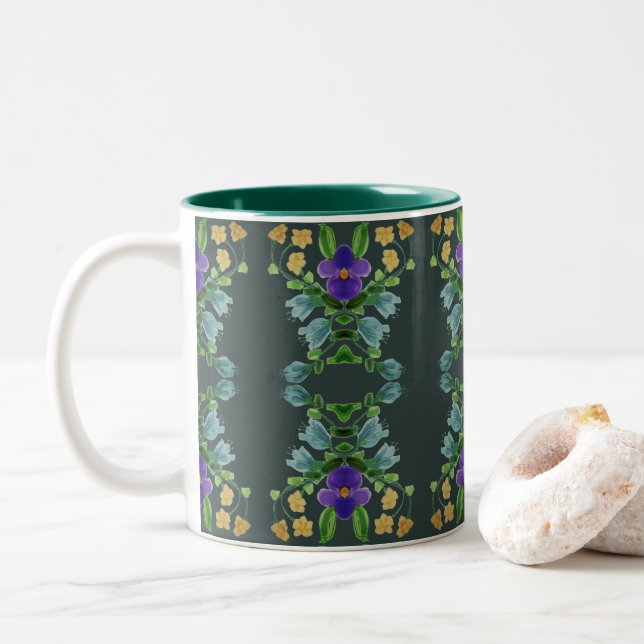 Designer Flowered Coffee Mug (With Donut)