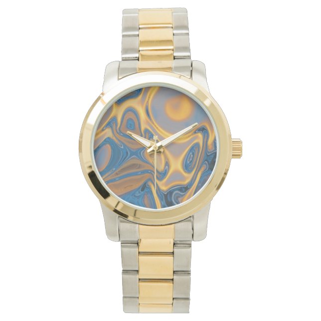 Designer Gold and Silver Watch - Abstract Art (Front)