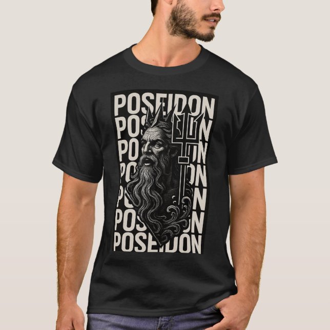 Designer Greek God Poseidon  T-Shirt (Front)