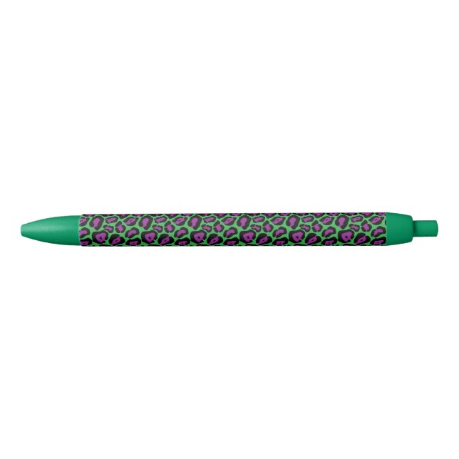 Designer Green/Purple Leopard Print Pens (Front)