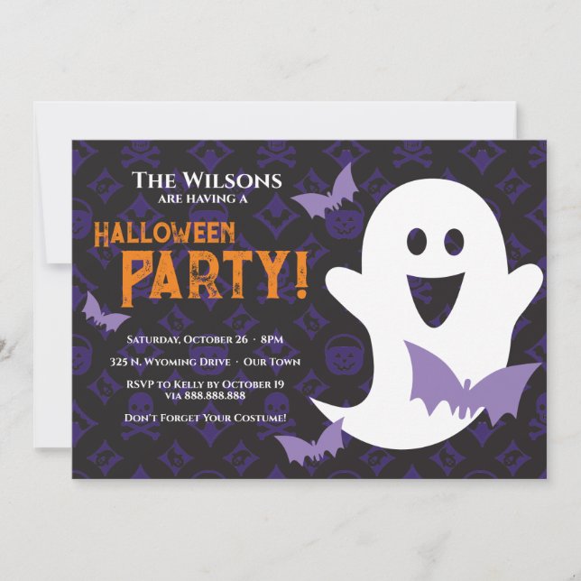 Designer Halloween, Ghost Party Invitation (Front)