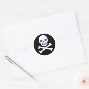 Designer Halloween, Skull & Crossbones Classic Round Sticker