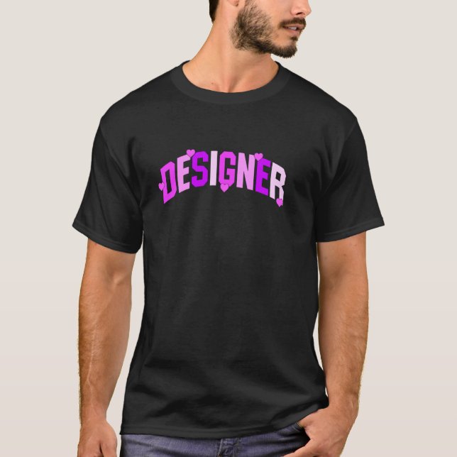 Designer Heart Text Passionate Expression T-Shirt (Front)