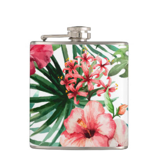 Designer Hip Flask- Hibiscus Green Flask
