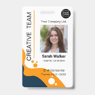Designer ID Employee Photo Logo Name yellow-blue Badge