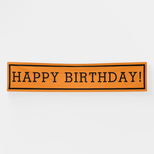 Designer Inspired Orange Birthday Banner (Horizontal)
