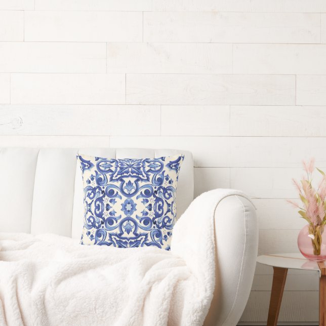 designer Italian tile print cushion cover (Couch)