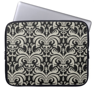 Designer Laptop Sleeve:Black Damask Laptop Sleeve