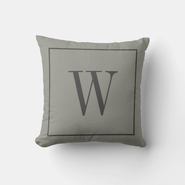Designer Monogram Inital Faux Texture Grey Cushion (Front)