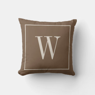 Designer Monogram Inital Toffee Brown & Ivory Cushion