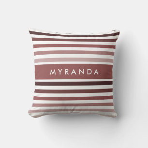 Designer Ombre Stripes With Name in Rosy Brown Cushion
