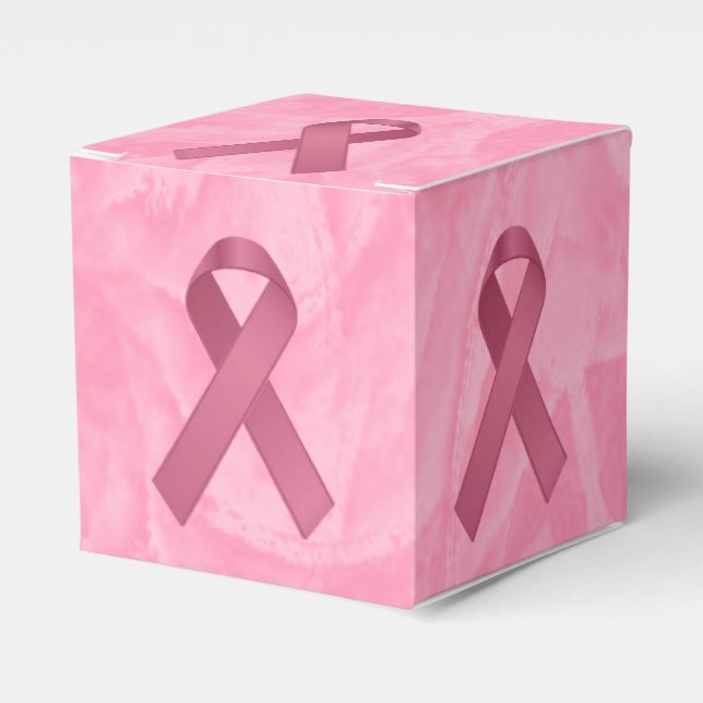 Designer Pink Ribbon Favour Box (Front Side)