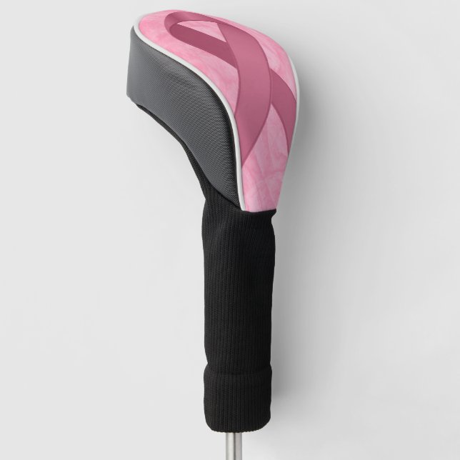 Designer Pink Ribbon Golf Head Cover (Angled)