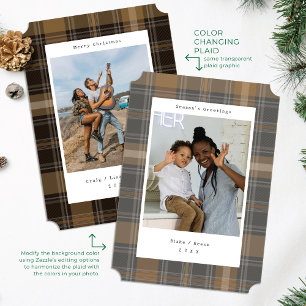 Designer Plaid Colour Changing Photo Holiday Card