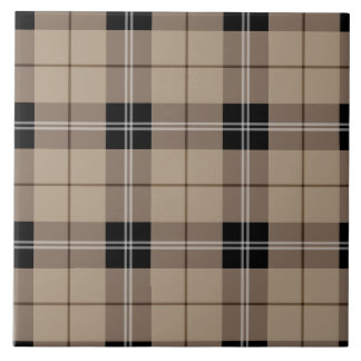 Designer plaid /tartan pattern brown and Black Tile