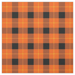 Designer plaid /tartan pattern orange and Black Fabric