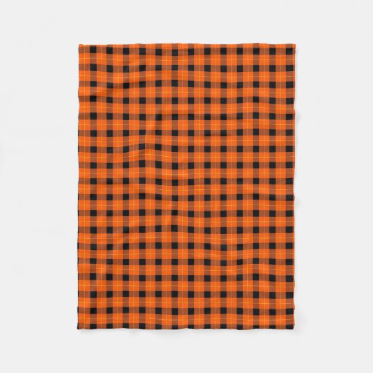 Designer plaid /tartan pattern orange and Black Fleece Blanket | Zazzle ...