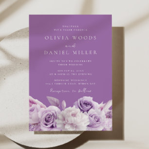 Designer Purple Lavender & White Floral Wedding Invitation