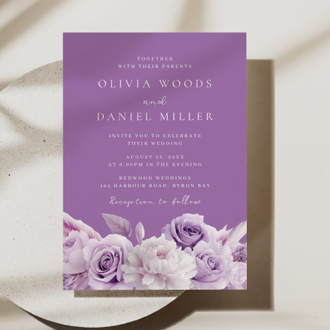 Designer Purple Lavender & White Floral Wedding Invitation (Creator Uploaded)