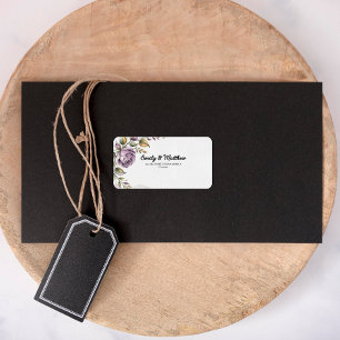 Designer Purple Rose Return Address Labels