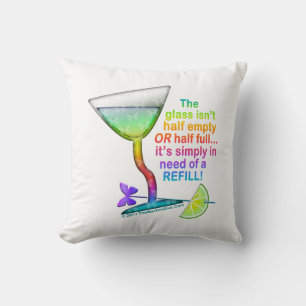 DESIGNER Reversible PILLOWS - GLASS HALF FULL