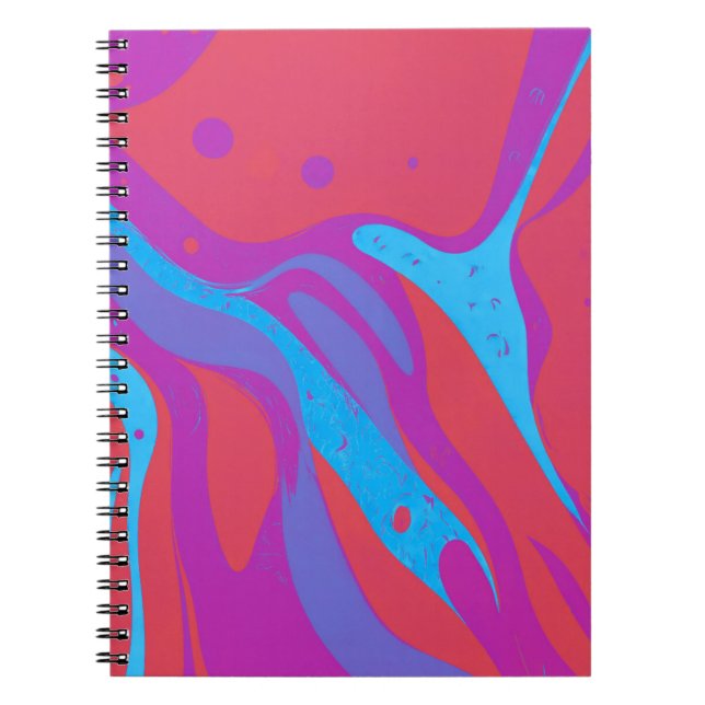 Designer’s Notebook with Abstract Red & Blue Art (Front)