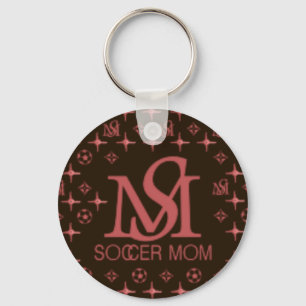 Designer Soccer Mum (brown/pink) Key Ring