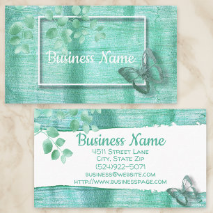 Designer Teal Butterfly Leaf Elegant Professional Business Card